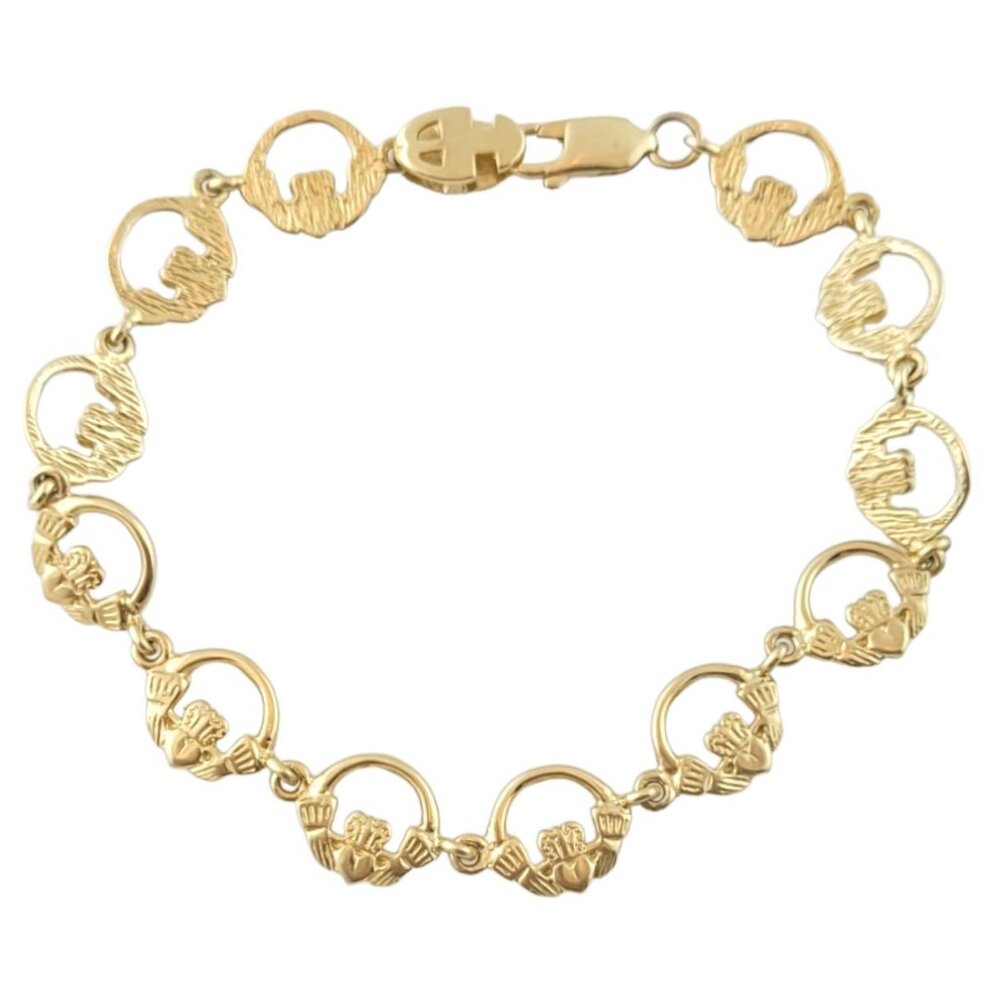 Vintage 14K Yellow Gold Claddagh Bracelet #14512